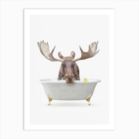 Moose In Simple Tub Art Print