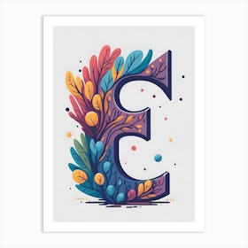 Colorful Letter E Illustration 22 Art Print