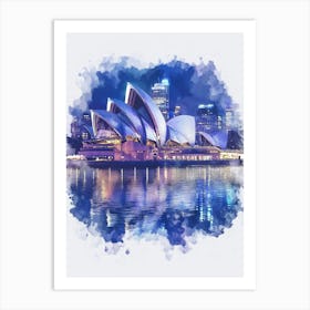 Sydney Opera House Watercolor Painting Art Print