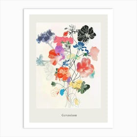 Geranium 1 Collage Flower Bouquet Poster Art Print