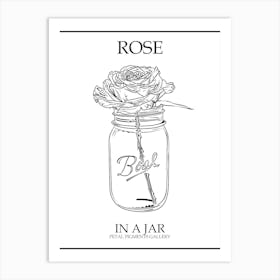Rose In A Jar Line Drawing 1 Poster Art Print