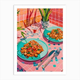 Pink Breakfast Food Scrambled Tofu 2 Art Print