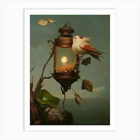 Bird On A Lantern Art Print