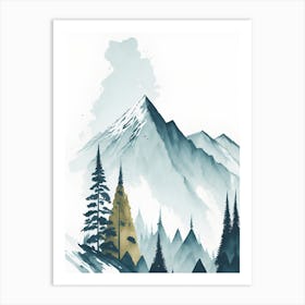 Mountain Background Minimal Landscape Art Very Plain Added Foreground Trees Watercolor Brush 11 2023102713239968 8toj A2np Art Print