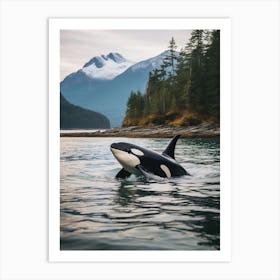 Realistic Orca Whale Icy Mountain Photography Style 3 Art Print