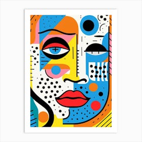 Pastel Geometric Abstract Face 4 Art Print