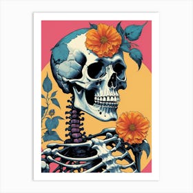 Floral Skeleton In The Style Of Pop Art (1) Art Print
