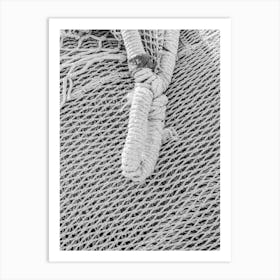 fishing net maritime fish-net pattern texture black and white close-up Art Print