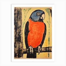 Parrot, Woodblock Animal  Drawing 2 Art Print
