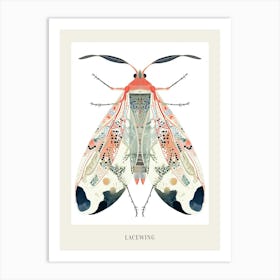 Colourful Insect Illustration Lacewing 19 Poster Art Print