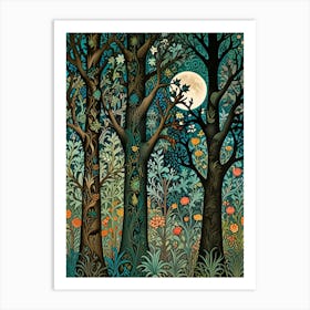 William Morris Moonlight In The Forest 159 Art Print