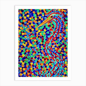 Egret Yayoi Kusama Style Illustration Bird Art Print