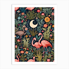 William Morris Pink Flamingos Art Print