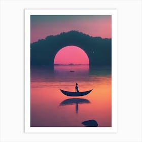 Sunset In A Boat Art Print