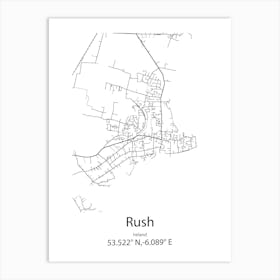 Rush,Ireland Minimalist Map Art Print