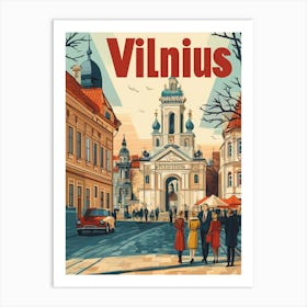 Aihrgdesign A Retro Travel Poster For Vilnius 3 Art Print