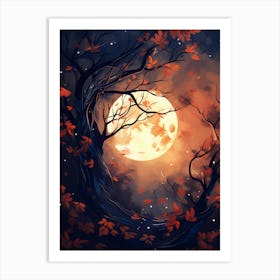 Full Moon In The Forest 1 Art Print