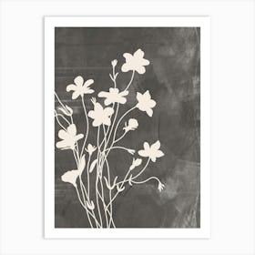 Wildflowers In Gray, Minimalist Botanical Art Print