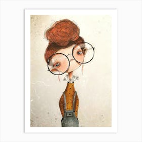 Girl With Glasses 1 Art Print