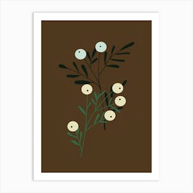 Flowers On A Brown Background Art Print