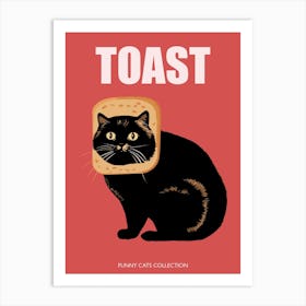 Toast Cat Funny Animals Red Art Print