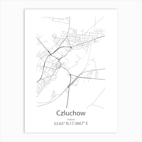 Czluchow,Poland Minimalist Map Art Print