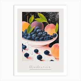 Art Deco Blueberries & Fruit Poster Art Print