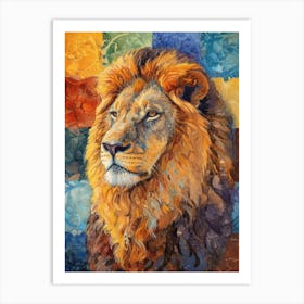 Southwest African Lion Lion In Different Seasons Fauvist Painting 4 Art Print