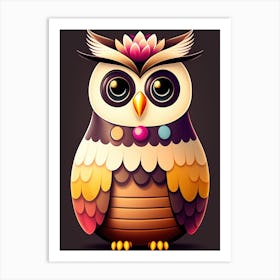 Cute Deco Owl Illustration Art Print