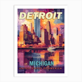 Detroit, Michigan | Vintage Travel Poster Art Print