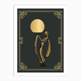 Art Deco Woman Print 2 Black & Gold Art Print