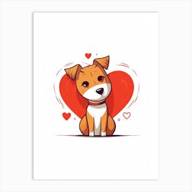 Cute Dog Heart Cartoon 2 Art Print