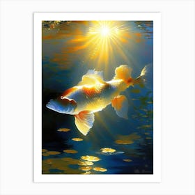 Hikari Moyo 1, Koi Fish Monet Style Classic Painting Art Print