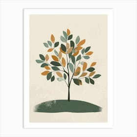 Chestnut Tree Minimal Japandi Illustration 1 Art Print