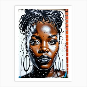 Graffiti Mural Of Beautiful Black Woman 337 Art Print