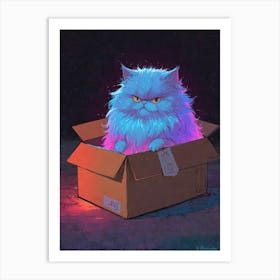 Blue Cat In A Box Art Print