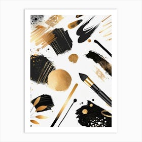 Gold Brush Strokes 3 Art Print