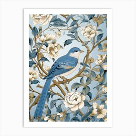 Blue Bird On A Branch 2 Art Print