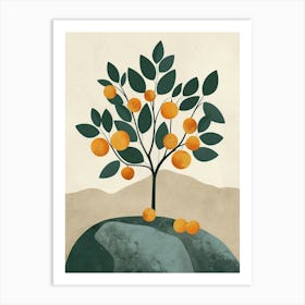 Orange Tree Minimal Japandi Illustration 4 Art Print