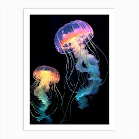Sea Nettle Jellyfish Neon 5 Art Print