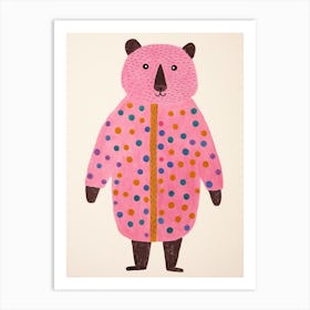 Pink Polka Dot Beaver 1 Art Print