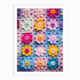 Crochet Flower Granny Squares Art Print