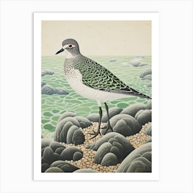 Ohara Koson Inspired Bird Painting Grey Plover 4 Art Print