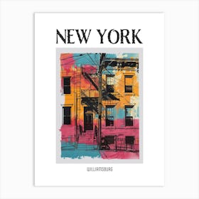 Williamsburg New York Colourful Silkscreen Illustration 4 Poster Art Print