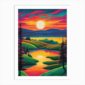 Sunset Over The Lake 2 Art Print