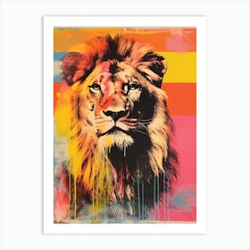 Lion Pop Art Risograph Inspired 1 Art Print
