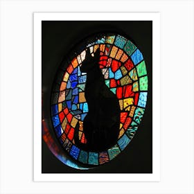 Cat In Stained Glass Window 5 Art Print