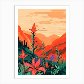 Boho Wildflower Painting Cardinal Flower 1 Art Print