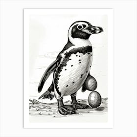 African Penguin Balancing Eggs 3 Art Print