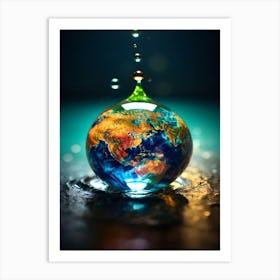 Water Drop On The Earth Art Print